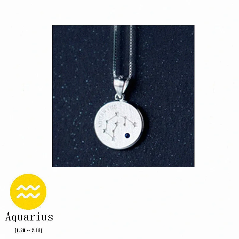 1 Aquarius INZATT Настоящее 925 пробы Серебряное модное циркониевое Созвездие колье ожерелье хорошее ювелирное изделие для женщин подарок на день рождения - Цвет камня: 1 Aquarius