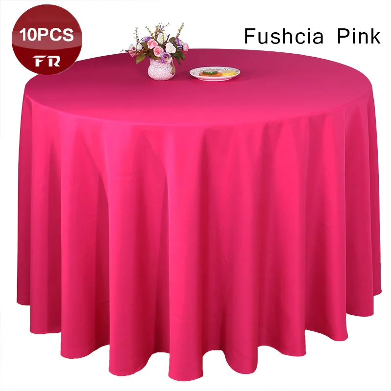 Fushcia Pink 10 шт./упак. полиэстер скатерть Скатерти белье Свадебная вечеринка ресторан, банкетный стол отель черного цвета - Цвет: Fushcia Pink