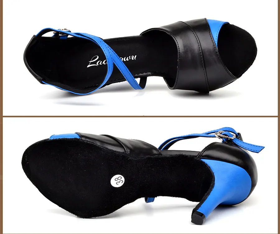 Ladingwu/Новинка; обувь для латинских танцев; женская обувь для сальсы; цвет красный, синий; искусственная кожа; танцевальные сандалии; Обувь для бальных танцев с мягкой подошвой
