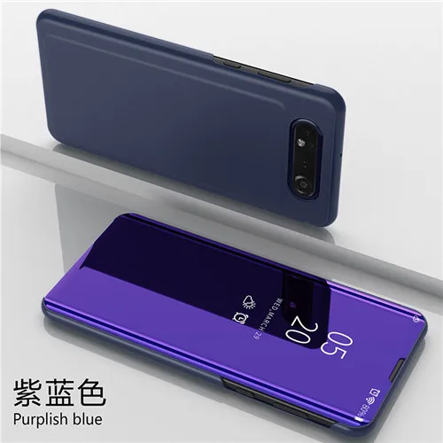 purple Прозрачный смарт-зеркало заднего вида чехол для телефона для samsung A90 A80 A70 A60 A50 A40 A30 A20e A10 откидная крышка для Galaxy M10 M20 M30 принципиально Капа - Цвет: purple
