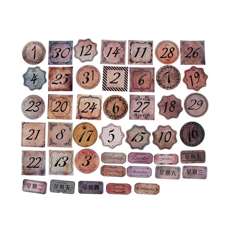 

45Pcs/Pack Retro Calendar Paper Stickers DIY Scrapbooking Diary Planner Stickers Office School Supplies Stationery Free Shipping