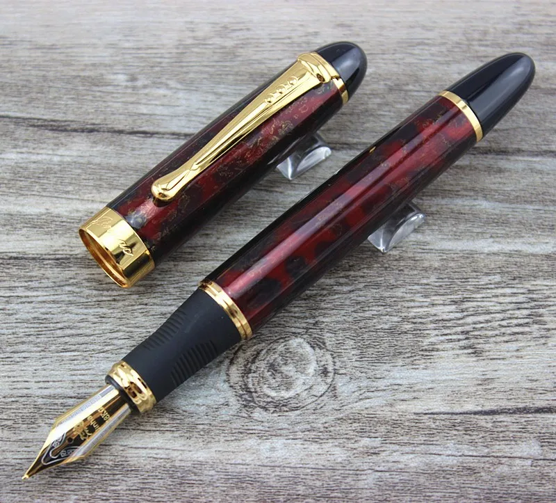 Jinhao темно-красная авторучка Золотая отделка Средний NIB(1, темно-красный
