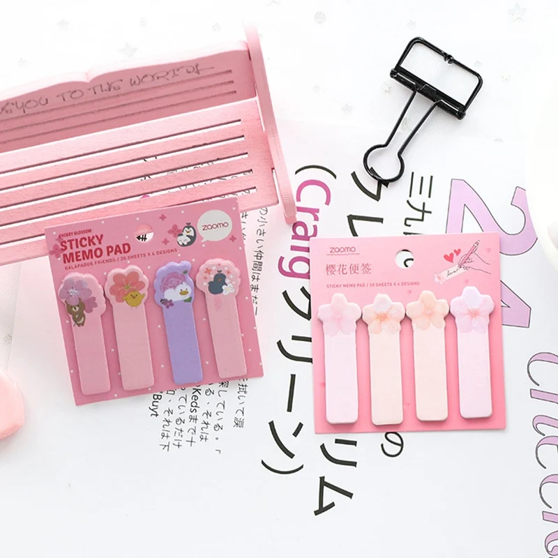 Kawaii Мини вишневый цвет Сакура животные блокноты для записей Стикеры для планирования наклейка указательный страница закладки студенческие канцелярские принадлежности