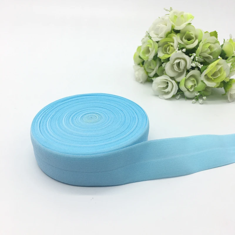 Sky Blue 5 ярдов/партия, 1 дюйм(25 мм), эластичная лента, эластичная сатиновая лента из спандекса, аксессуары для волос, кружевная отделка - Цвет: Sky Blue