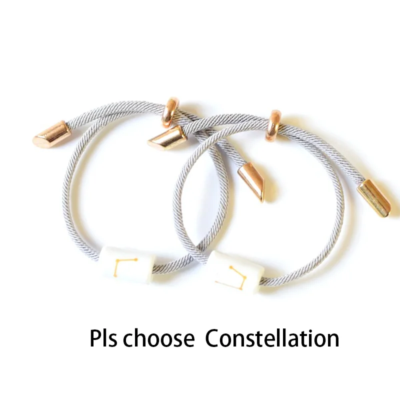 New ceramic 12 Constellation Bracelet Men Women Boys Girl Lace Up Woven Leather Constellations Charm Bracelets | Украшения и