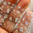 Рождественская тема, фольга для ногтей, 3D наклейки сделай сам, снежинки, маникюр, дизайн ногтей, Звездные наклейки, украшения для ногтей, аксессуары