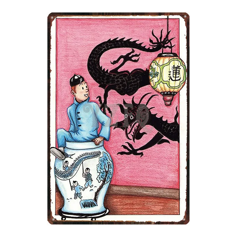 DU2537 Tintin мультфильм Mteal знак табличка Металл Винтаж кафе дома искусство детская комната Настенный декор уникальный подарок Куадрос DU-2548 - Цвет: DU2537
