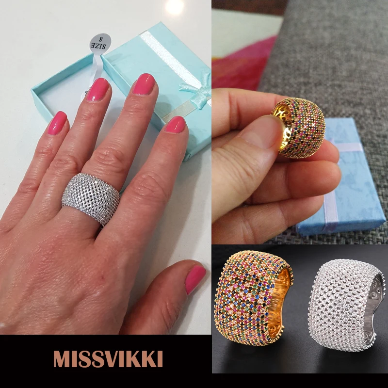 Missvikki Роскошные широкие блестящие кольца для женщин свадьбы помолвки влюбленных