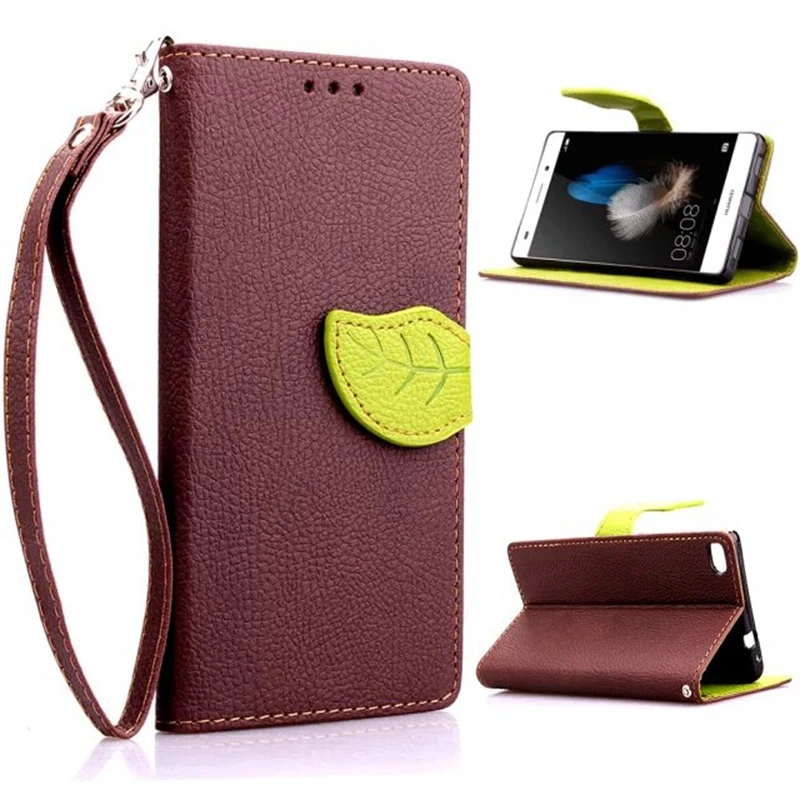 For Huawei Ascend P8 Lite Stand Function 2 Card Holder Wallet Cover Fundas Case Leaf Clasp PU Leather | Мобильные телефоны и