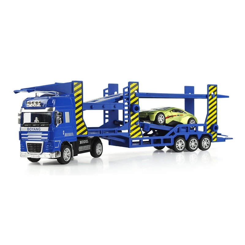 Double-Deck Flatbed Trailer Car Model Toy Transporter Alloy Engineering Vehicle Simulation 1:50 Children's Truck | Игрушки и хобби