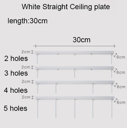 30CM White Straight Потолочная пластина черный/белый Железный кулон Цоколи DIY 2/3/4/5 отверстий 25 см/30 см/40 см/50 см прямые/круглая потолочная панель округлая панель с базой - Цвет: 30CM White Straight