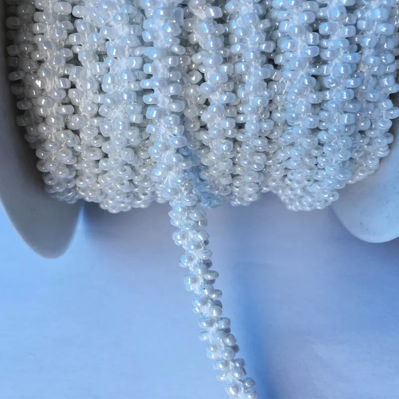 

4 метра/15 м/лот 5 мм широкий Плетеный бисер белого цвета отделка из бисера DIY ремесло шитье, заколка для волос аксессуар