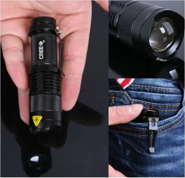 Pocketman Mini 2000LM Waterproof LED Flashlight Torch 3 Modes zoomable Adjustable Focus Lantern Portable Light use AA 14500 | Лампы и