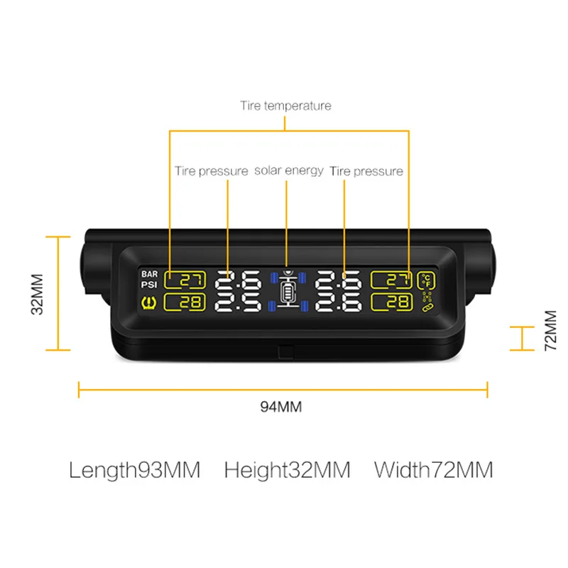 T680 WI Автомобильная TPMS система мониторинга давления в шинах Солнечная зарядка 4