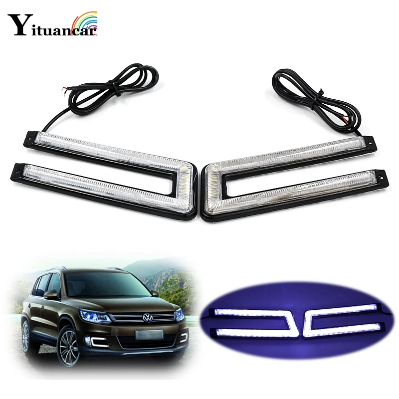 Yituancar 2 шт./компл. светодиодный DRL Дневной ходовой светильник 120SMD сапфировый флип