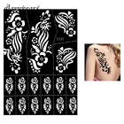 1 шт. индийский трафарет для татуировки хной, красивая роза, искусственная хна, паста, цветной рисунок, Женская спина, искусство татуировки, шаблон S322