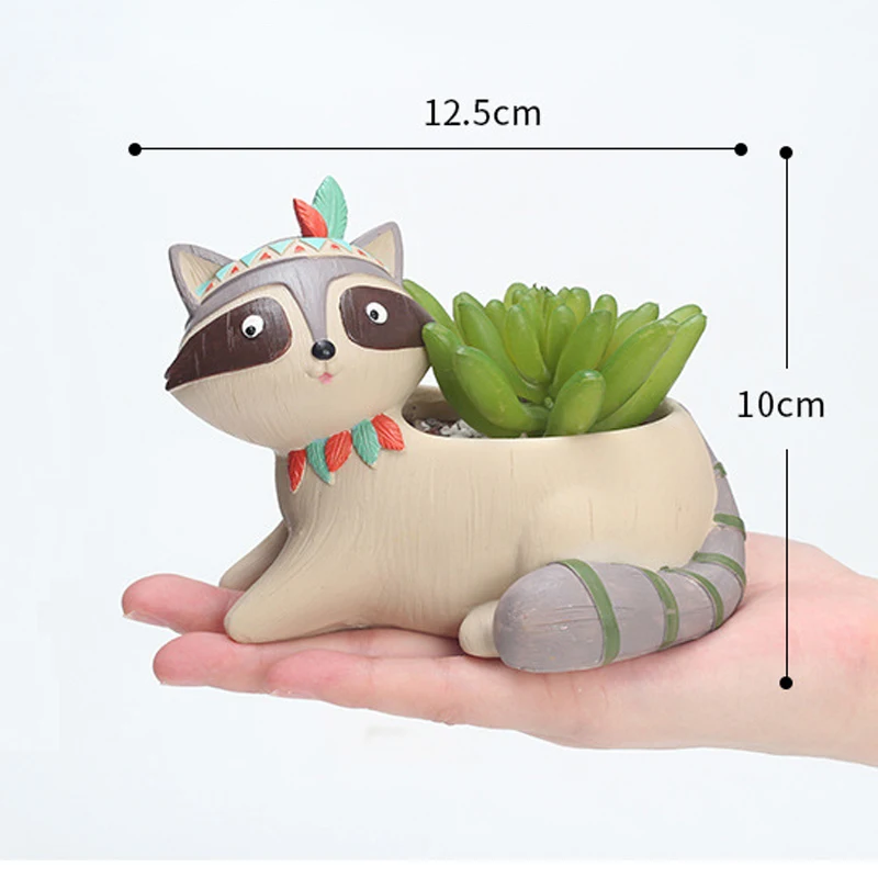 Милый цветочный горшок с животными декоративные горшки из смолы сочные растения