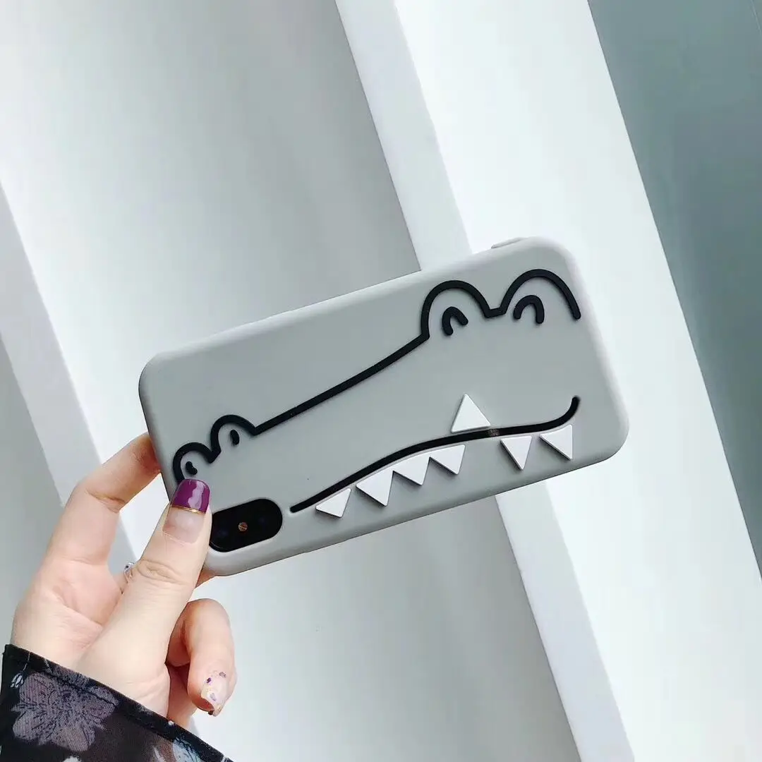 Чехол на заднюю панель с изображением улыбающегося крокодила для iPhone X Xs Max XR 7 8 Plus