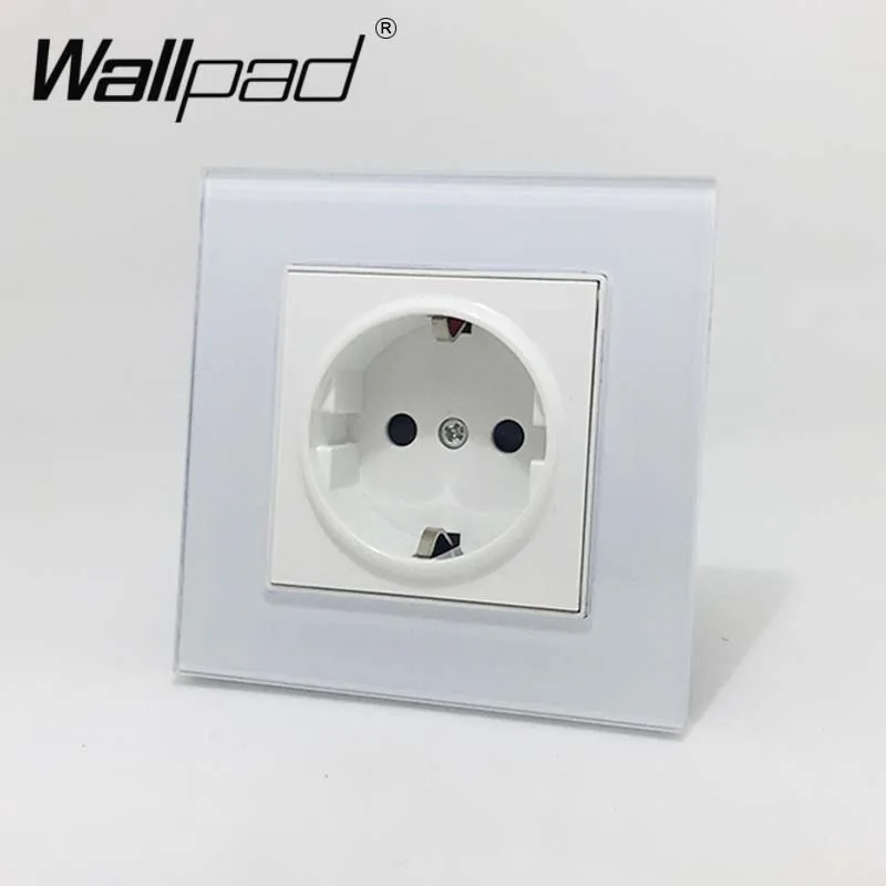 ЕС штепсельная розетка Wallpad с украшением в виде кристаллов Стекло Панель 110 V-250 V 10A-16A ЕС Пособия по немецкому языку Стандартный 16A стенная розетка разъем Мощность розетки - Тип: White Decoration