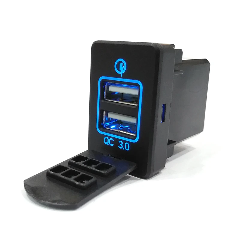 1 шт. QC 3,0 Быстрая зарядка для Honda Dual USB Автомобильное зарядное устройство Быстрая зарядка 2 USB порта Авто адаптер светодиодный разъем 12-24 В - Color Name: Blue