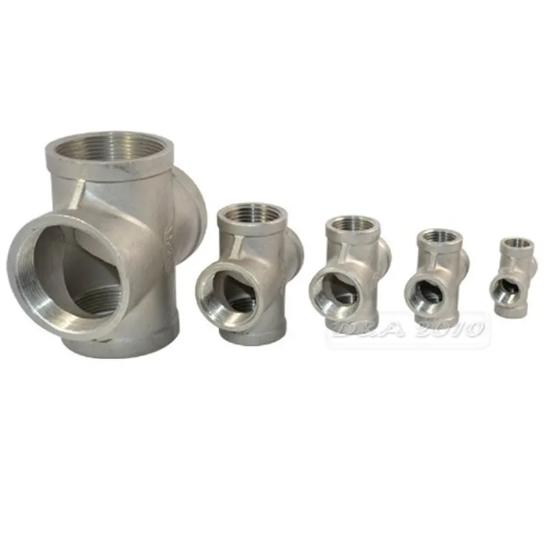 

MEGAIRON Thread 4 Way Female Cross Coupling Connector SS 304 Pipe Fitting BSP