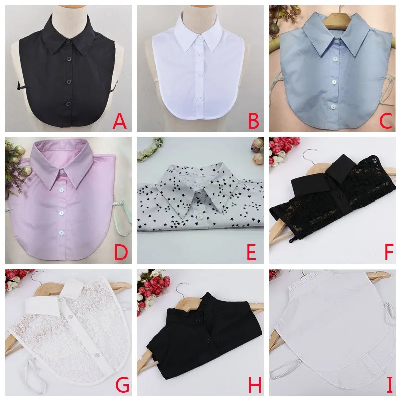 

Women Adult Lace Solid Lapel Fake Collar Shirt Lady Detachable Collars Blouse Neckwear Clothing Accessories