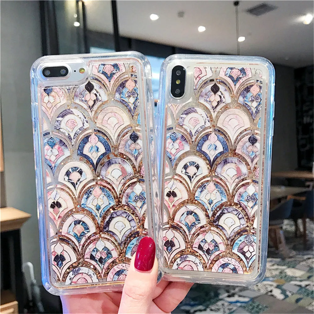 phone case for iphone 6 6s plus Liquid quicksand Fish scale TPU soft shell back cover 7 8 |