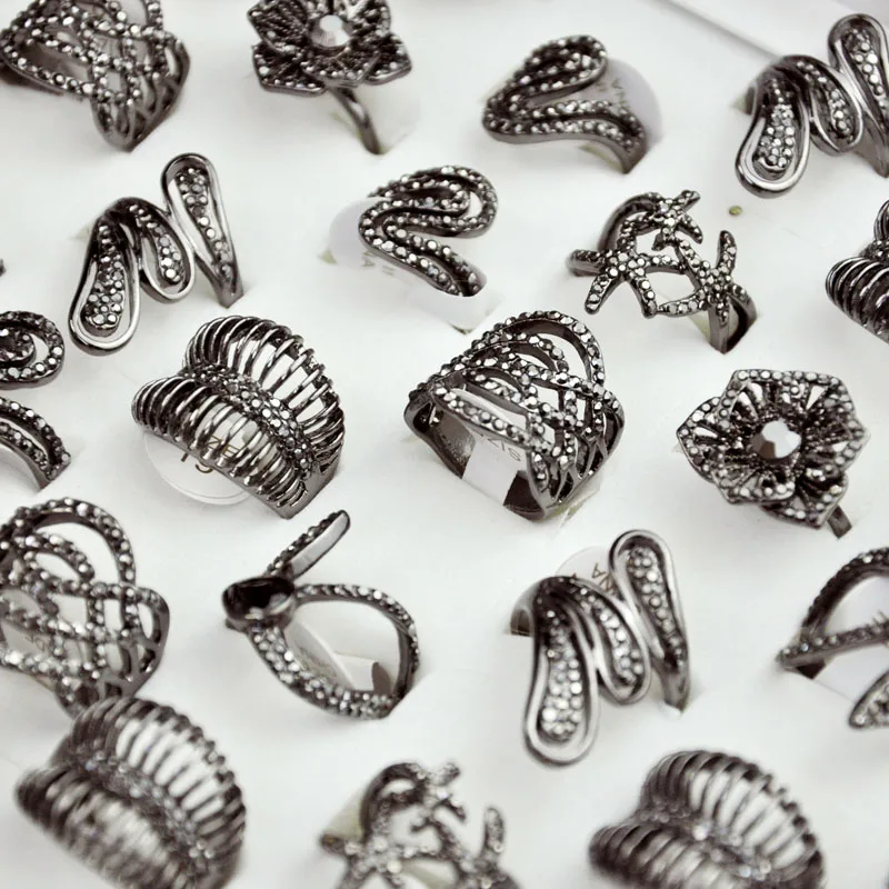 

50Pcs Vintage Ancient Silver Women Rings Mixed Lots Wholesale Jewelry LR4147