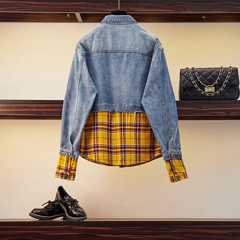 Винтажная Короткая желтая джинсовая куртка Женская весенне-осенняя 2019 модные