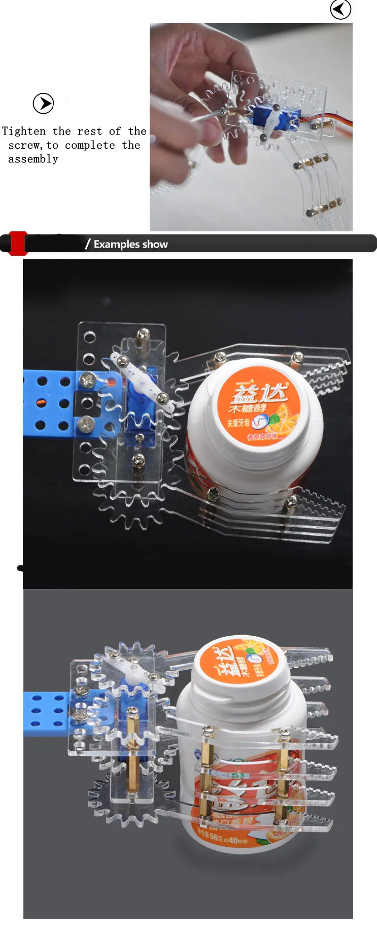 Электрический зажим для руки робота 4 DOF акриловый сервопривод 9G для Arduino 3D вращающаяся машина, автомобильная рукоятка, набор для самостоятельного изготовления робота