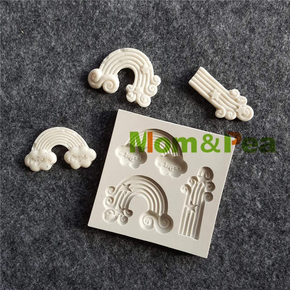 Силиконовая форма Mom &amp Pea MPB0045-7 Moon Cloud Rainbow для сахарной пасты 3D украшение торта с