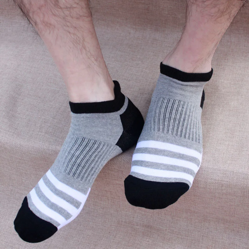 Quality Summer Autumn Wear-resistant Anti-skid Men's Socks Striped Pressure Thick Cotton Quick Drying Casual Comfort Sock Meias | Мужская