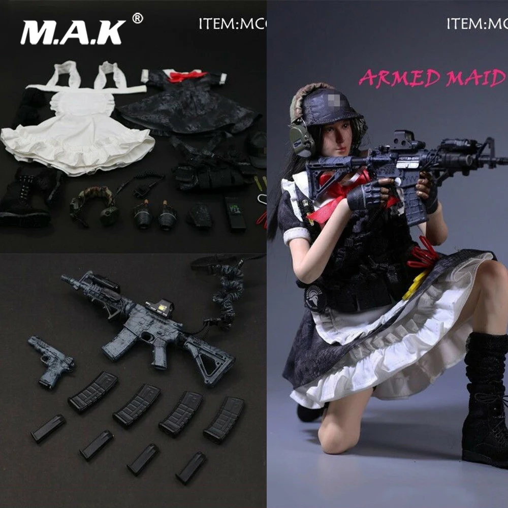 

MCC-003 1/6 Scale Female Armed Maid Clothes Set Assault Rifle Accessories Model for 12'' Action Figure Toys