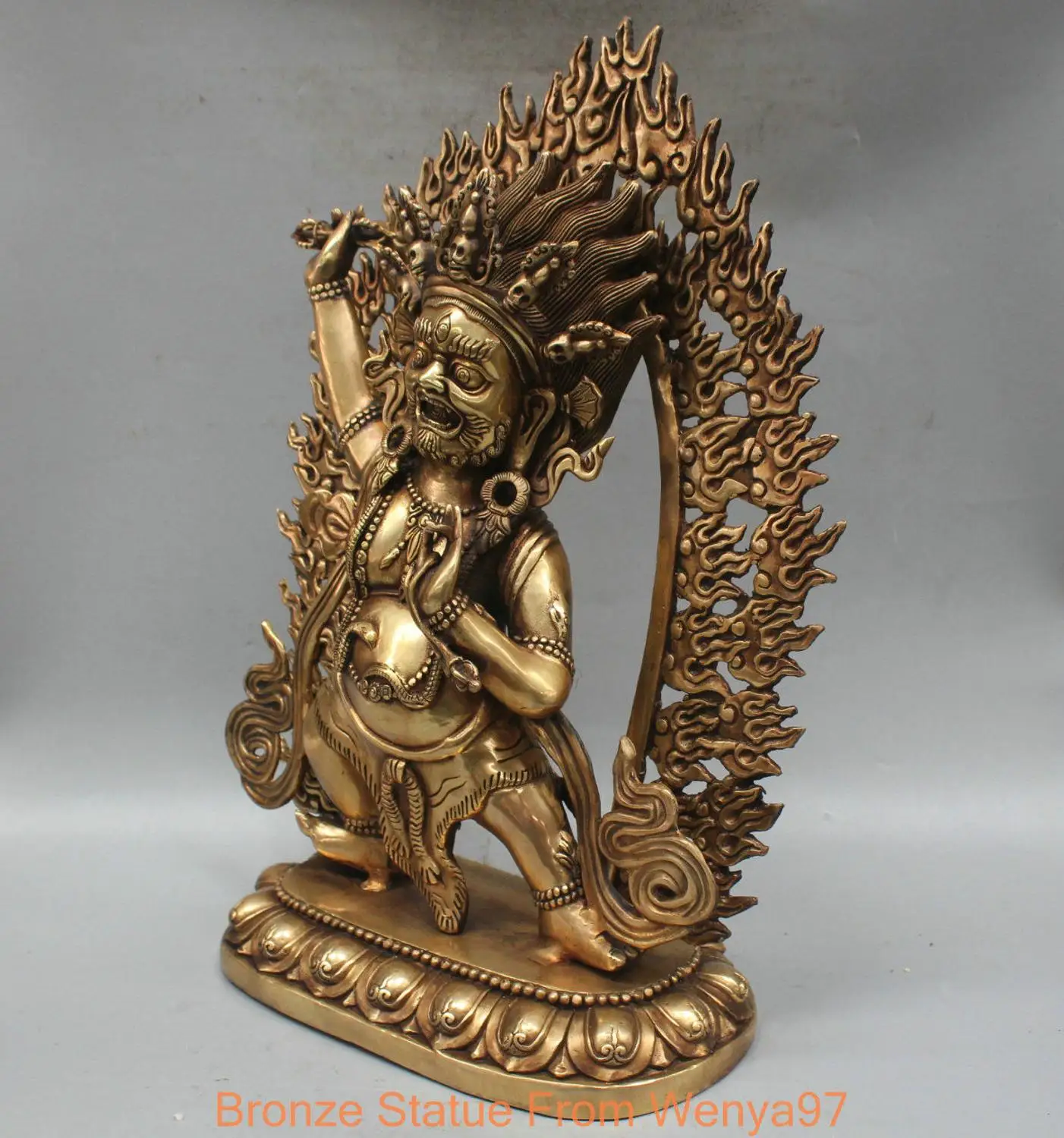 18 &quotКитай Тибет Ваджрапани Махакалы Ямантака Будды Бронзовая Статуя QQ|qq car|qq chinaqq