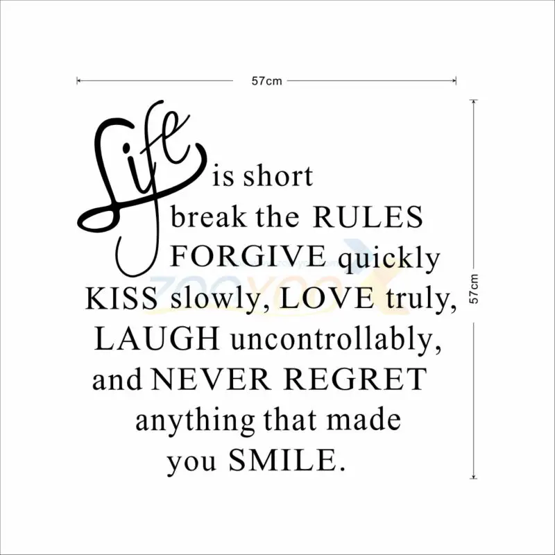 Жизнь коротка Цитата стикер для гостиной спальня впечатляющие пословица home