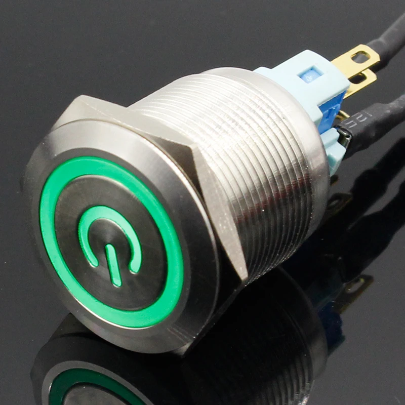 22mm Waterproof Latching Stainless Steel Metal Lamp LED Light Horn Power Push Button Switch Car Auto Engine Start PC 5V 12V 24V |