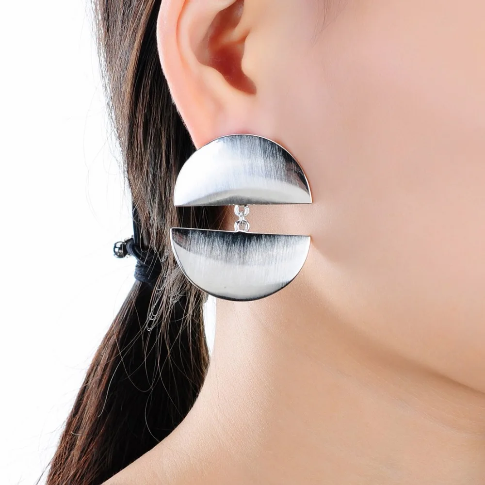 Jerollin Модные украшения серебро и золото Цвет сплава полукруг Висячие серьги для