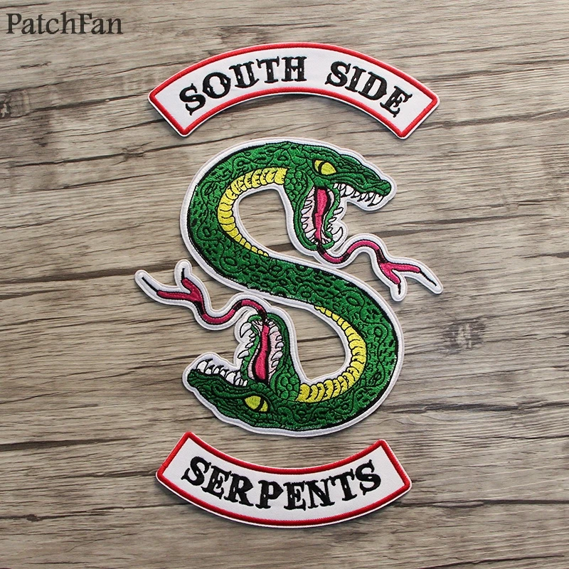 Patchfan 90s Мода ривердейл зеленая змея Southside змеи DIY Вышитые нашивки Утюг на одежду рюкзак шляпа значки A1301