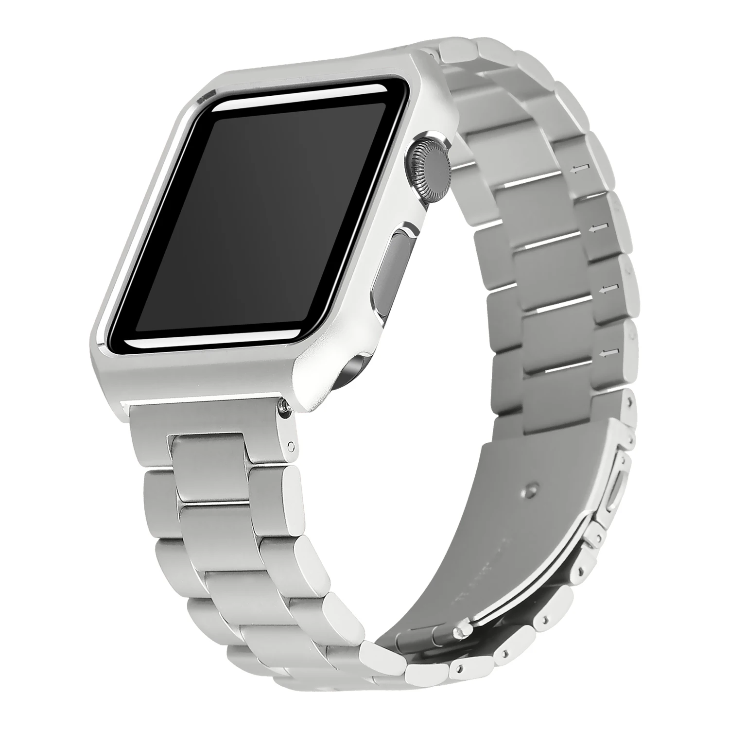 silver JANSIN металлический чехол+ ремешок из нержавеющей стали для Apple Watch 38 мм 42 мм 40 мм 44 мм ремешок для iwatch серии 4 3 2 1 чехол с браслетом - Цвет ремешка: silver