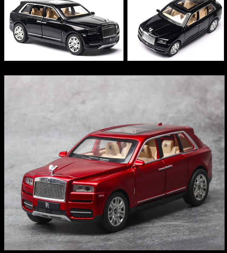 1:24 литая под давлением модель автомобиля игрушечный автомобиль Rolls Royces Cullinan SUV металлические колеса Звук Свет тянет назад автомобиль для одеяло, подушка флисовые мальчик подарок