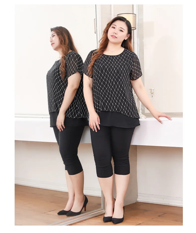 TUHAO 10XL 9XL 8XL женская блузка, летняя мода размера плюс 6xl 4XL, элегантная шифоновая блуза с коротким рукавом, женский размер d 3xl MS06