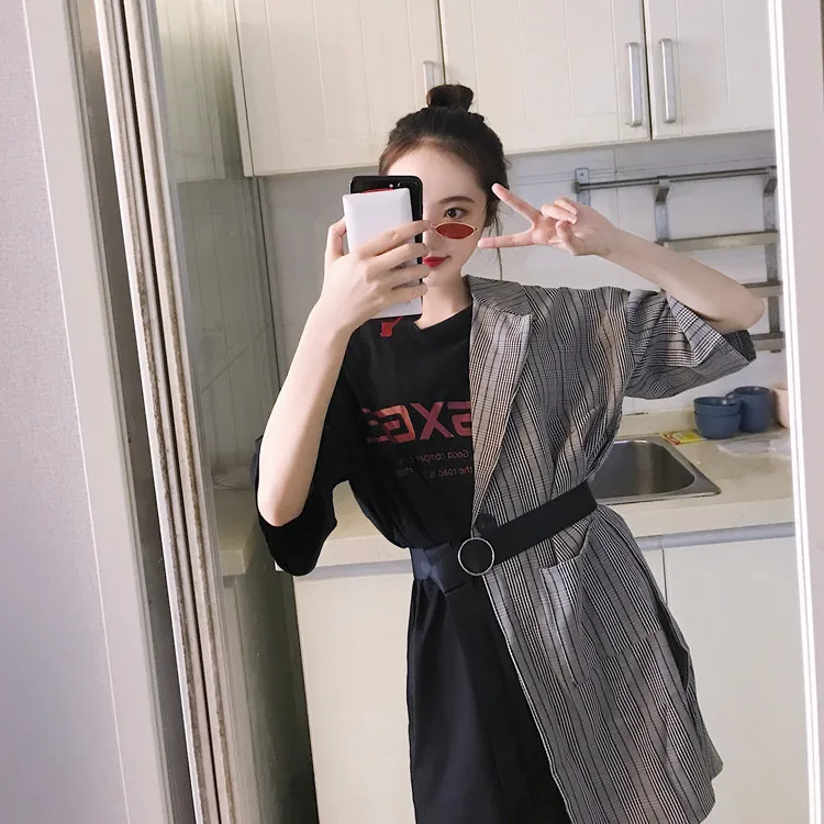 Женские платья шикарное женское платье рубашка в клетку Kawaii Ulzzang асимметричное с