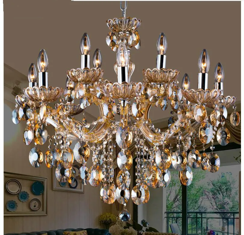 Бесплатная доставка прозрачная/люстра из хрусталя янтарного цвета светящаяся