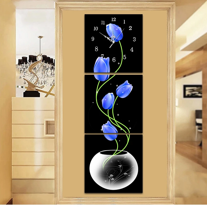 Blue 5D Diy Diamond Painting Rose Cross Stitch Full Drill Round Diamond Embroidery Flowers Crystal Diamond Mosaic Pictures Needlework - Цвет: Blue