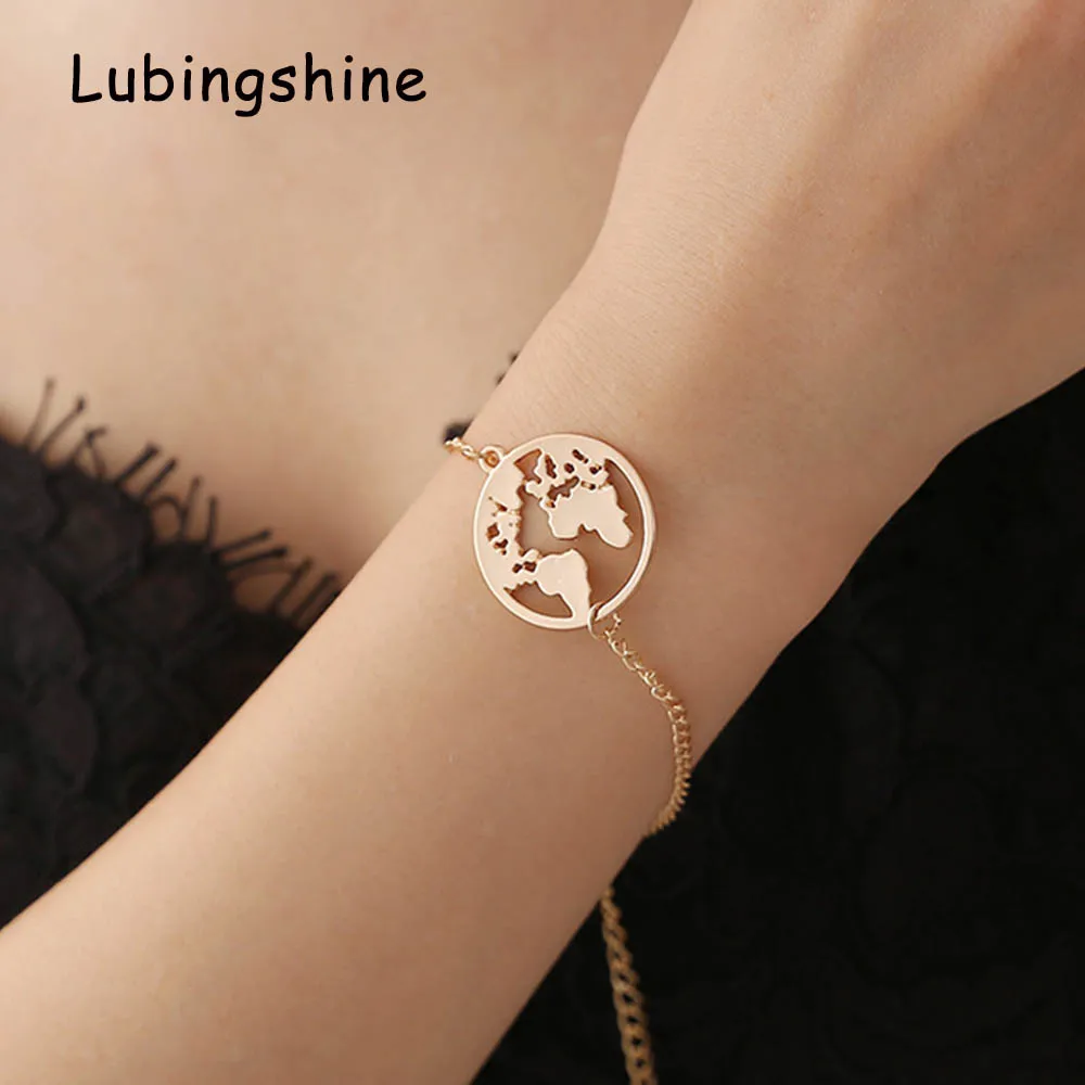 Цвета: золотистый серебристый Цвет карта мира Шарм браслет Мода металлического