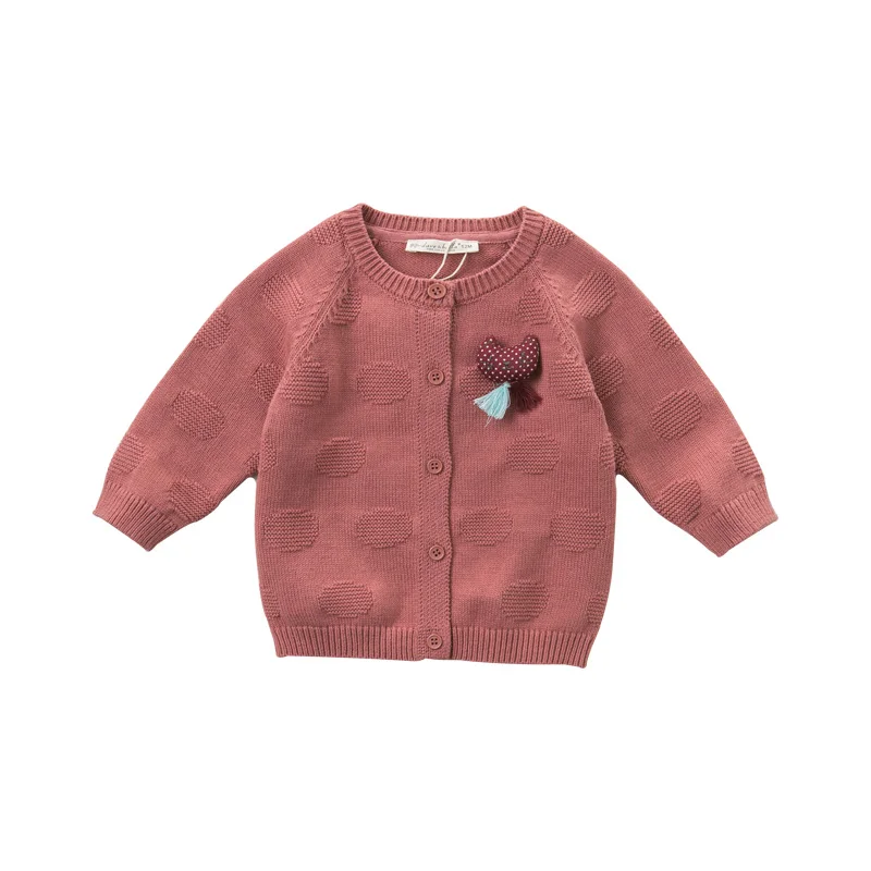 jujube Dave bella/DBM10857; осенний Модный Кардиган для маленьких девочек; пальто для малышей; детский однотонный вязаный свитер с милым котиком - Цвет: jujube