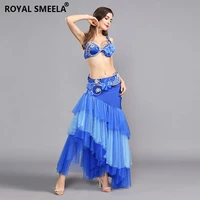 professional oriental dance costumes adult ladies belly dancing wear mesh rhinestone bra belt maxi skirt sexy dancing outfits