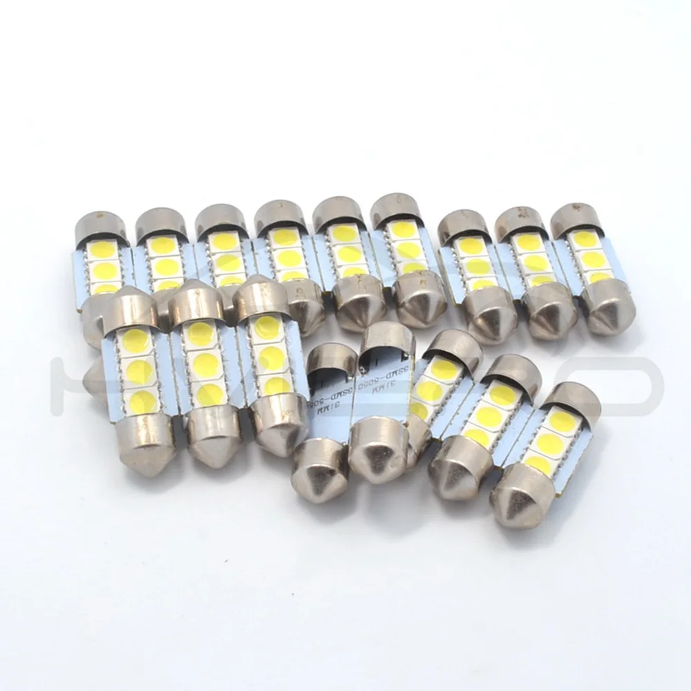10X белый C5W C10W 5050 SMD 3 светодиодный 36 мм 39 мм 41 мм DC 12 В автоматический светодиодный купольный светильник с фестонами, дверной светильник, лампа для чтения, задний фонарь, резервный светодиодный светильник