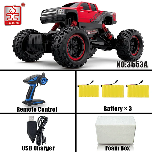 S. X. TOYS Радиоуправляемая машина 4WD 2,4 GHz Радиоуправляемая машинка на дистанционном управлении, 4 резиновых колеса, радиоуправляемая машина, 1:12 модель детских игрушек - Цвет: 3553A Red Set 3