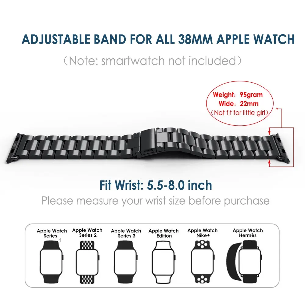 Для Apple Watch ремешок 42/44 мм цвета: черный золотистый Нержавеющая сталь браслетная